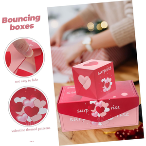 Caja de regalo de mujer delicada de papel de diseño de rebote de cartón Rosa grueso estampado de corazón sorpresa de almacenamiento de dulces de San Valentín - Product Image 4