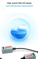Accesorios para CCTV, Función POE, Balun de Video Pasivo UTP HD 1080P 2MP 3MP, Conector BNC-M, Compatible con AHD/CVI/TVI/CVBS, Plástico ABS