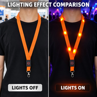 Longstargift Lanière LED RVB lumineuse télécommandée avec crochet métallique, logo personnalisé, sangle de cou clignotante pour concerts, événements, conférences, fêtes