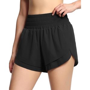 Shorts de sport pour femmes FOXA à taille haute, séchage rapide, avec doublure en mesh et poche zippée - Product Image 1
