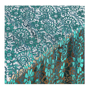 Wholesale Price Lightweight Knitted Green Floral Lace Nylon Polyester <strong>Fabric</strong> For Apparel Dress Use - Product Image 1
