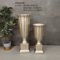 Support de vase de mariage en fibre de verre noire, support de fleurs pour centre de table pour la décoration d'événements
