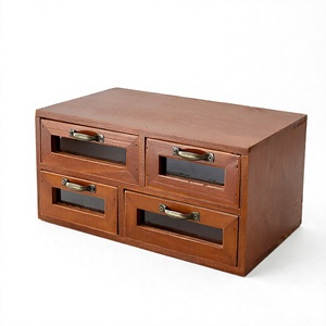 Modern Wood Desk <b>Drawer</b> Jewelry <b>Storage</b> <b>Box</b> 4 Compartment Organizer Rectangular Injection-Molded Multifunctional Container - Product Image 3