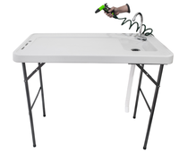 Table pliante robuste en plastique HDPE avec évier pour pique-nique en plein air