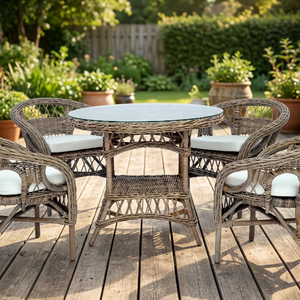 Elegant Design Hot Selling Type MANDALINO KUBU <b>DINING</b> <b>SET</b> <b>Dining</b> <b>Set</b> with Round Table From Indonesia for home furniture - Product Image 1