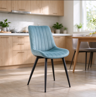 Chaise de salle à manger moderne avec accoudoirs, chaise d'appoint rembourrée en tissu, pieds en métal noir pour la maison, le bureau ou le salon