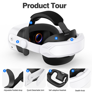 Accessoires de jeu de réalité virtuelle en plastique de haute qualité, conception ergonomique, sangles de tête de remplacement confortables pour <span class=keywords><strong>Meta</strong></span> <span class=keywords><strong>Quest</strong></span> 3/3s - Product Image 3