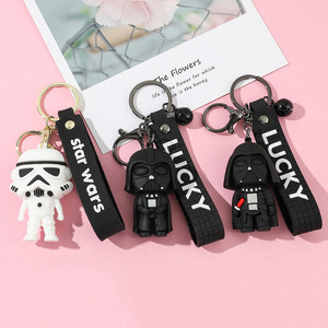 QY Silicone Rubber Keychain Cartoon Character <b>Key</b> <b>Ring</b> Pendant with Wrist Strap for <b>Bag</b> Gift - Product Image 3