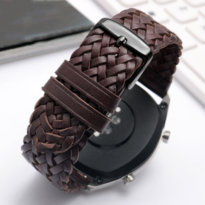 20mm 22mm 24mm Braided Cowhide Genuine <b>Leather</b> Strap Quick Release Men Women Replacement <b>Bracelet</b> Belt Wrist Band - Product Image 4