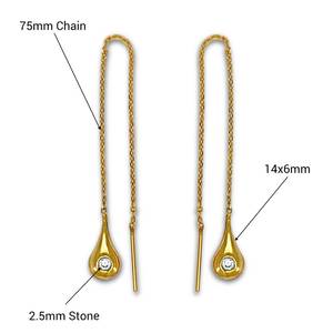 Pendientes de enhebrador de circón en forma de lágrima de oro de 14 quilates de lujo Ropa formal de moda para bodas y fiestas Directo del fabricante - Product Image 3