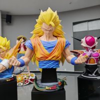 Statue buste de Goku Super Saiyan 3 de haute qualité Dragon Ball Z avec base Shenron, figurine en résine, objet de collection, décoration