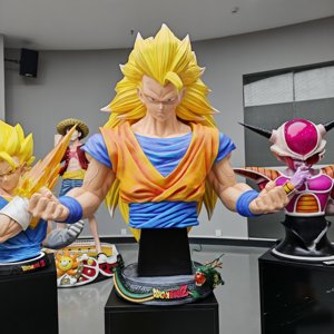 Estatua de Busto de Goku <span class=keywords><strong>Super</strong></span> Saiyan <span class=keywords><strong>3</strong></span> de Alta Calidad de Dragon <span class=keywords><strong>Ball</strong></span> Z con Base de Shenron, Figura de Anime de Resina Coleccionable para Decoración - Product Image 3