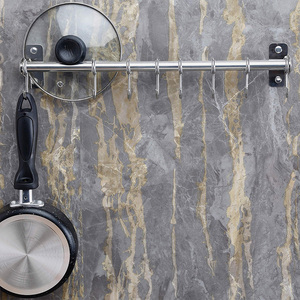 Support à casseroles en métal personnalisé d'usine OEM & ODM avec 8 crochets Rail mural de suspension de cuisine pour casseroles et casseroles - Product Image 4