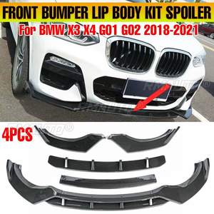 Kit de protection de pare-chocs avant, diffuseur, lèvre de spoiler pour BMW X3 X4 G01 G02 2018 2019 2020 2021 Noir brillant/Fibre de carbone - Product Image 1