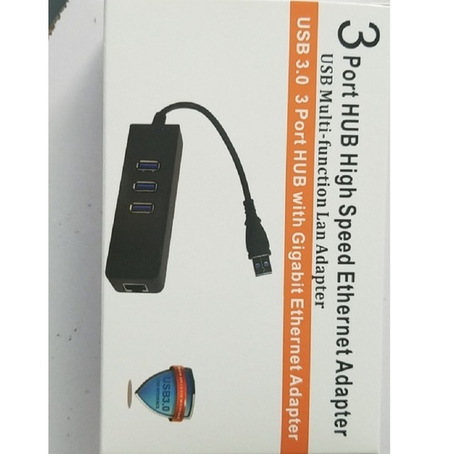 USB 3.0 3 Port Hub With Gigabit Ethernet Adapter Multi Function Lan Adapter High Speed Internet Connection
