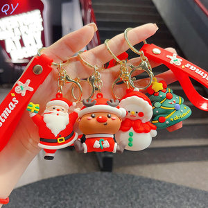 QY Venta al por Mayor de Llaveros Navideños de Dibujos Animados, Llaveros de PVC Suave con Diseño de Santa Claus y Muñeco de Nieve, Regalo Promocional para Festivales - Product Image 3