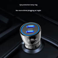 Adaptateur de chargeur de voiture universel 60 Watts 60w Usb-c PD Chargeurs de téléphone de voiture Prise 30w2 PortUsb Type c Chargeur de voiture rapide pour téléphone portable