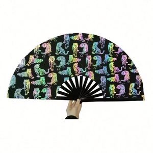 ของขวัญเทศกาล อุปกรณ์ประกอบการเต้นรำ พัดพับได้ขนาดใหญ่ พัดกังฟู พัดมือถือ PVC พัดมือถือไม้ไผ่ผ้าไหม - Product Image 2