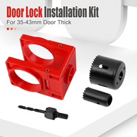 Kit d'installation de serrure de porte, gabarit de guidage en plastique réglable avec scie cloche en acier au carbone pour portes de 35 à 43 mm d'épaisseur