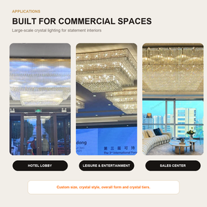 Lobby d'hôtel moderne, salon de villa, décoration de maison luxueuse, plafonnier <span class=keywords><strong>LED</strong></span> carré en cristal - Product Image 4