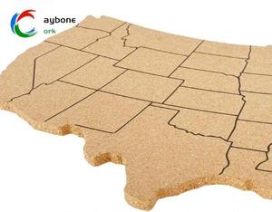 Personnalisé en bois naturel écologique liège USA carte décoration de la maison accrocher mur salon cartes du monde mural - Product Image 4