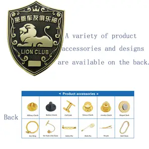 Badge de voiture international lions club 3d en métal en relief tpu, badge en métal imprimé pour personnalisé