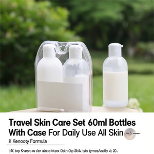 Ensemble de soins de la peau pour les voyages, flacons de 60 ml avec étui pour une utilisation quotidienne, tous types de peau, formule K Beauty - Product Image 3