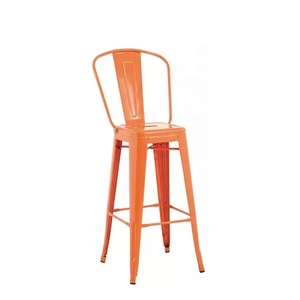 Silla de taburetes de Bar de cocina de mostrador trasero de metal alto de hierro forjado de acero apilable Industrial para exteriores rojo alto - Product Image 2