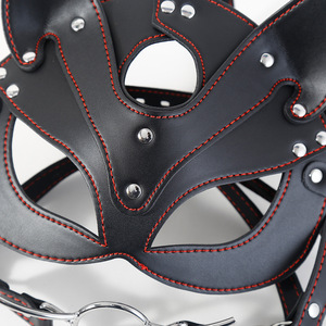 Masque de renard en cuir réglable avec gag buccal et morsure en silicone, cagoule BDSM, jouet sexuel pour adultes, dispositif de retenue - Product Image 3