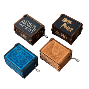 Nueva <span class=keywords><strong>Caja</strong></span> de Música de Madera Rectangular Moderna y Ecológica con Manivela, Diseño Grabado con Láser, Duración de Sonido de 30s - Product Image 1