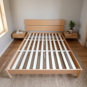 Japanese Style Solid Pine Wood <b>Platform</b> Single <b>Bed</b> Assemblable Simple Design for Bedroom Home Hotel Use Available Sizes <b>Double</b> - Product Image 2