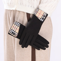 Gants classiques à carreaux britanniques, en daim et peluche, épais et chauds, pour l'hiver, pour écran tactile, à doigts séparés, coupe-vent, pour le cyclisme