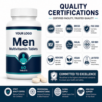 Tablet Multivitamin Harian Pria untuk Energi, Imunitas, dan Kesehatan Pencernaan, Suplemen Nutrisi Komprehensif, 60 Tablet