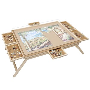 Vassoio per puzzle <span class=keywords><strong>da</strong></span> 1500 pezzi <span class=keywords><strong>giochi</strong></span> per il cervello in legno <span class=keywords><strong>tavolo</strong></span> pieghevole per puzzle <span class=keywords><strong>tavolo</strong></span> pieghevole pliante <span class=keywords><strong>con</strong></span> cassetti e copertura per gambe - Product Image 1
