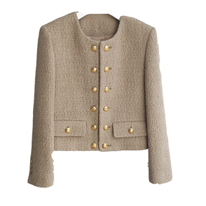 Vestes en tweed coréen tendance d'hiver pour femmes Cardigans courts décontractés Boutons Mode élégante Manteaux courts tricotés MIni pour femmes - Product Image 5