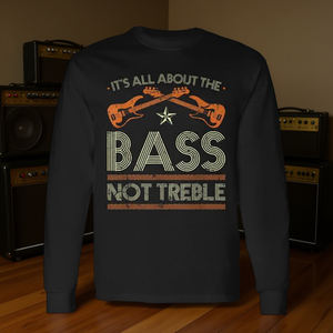 T-shirt a maniche lunghe per bassisti, design retrò con chitarra, per musicisti - Product Image 2