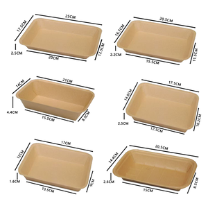 Barquette rectangulaire jetable en papier kraft, biodégradable, alimentaire, pour sandwichs, hamburgers, salades, sushis, pains, pizzas, fritures <span class=keywords><strong>EMOER</strong></span> - Product Image 2