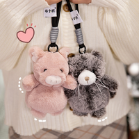 Porte-clés chat mignon, pendentif panda, jouet en peluche anti-stress, porte-clés animal, accessoires de sac à dos, poupée à suspendre pour voiture, ornements, cadeaux