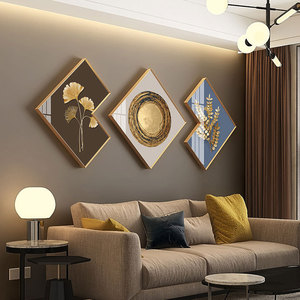 Ensemble de <span class=keywords><strong>triptyque</strong></span> forme spéciale cadre doré décoration murale de luxe <span class=keywords><strong>peinture</strong></span> porcelaine cristal verre trempé mode art mural pour hôtel - Product Image 1