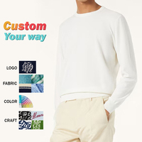 Pulls pour hommes en maille de haute qualité, personnalisés avec logo OEM et ODM, col rond, blanc, décontractés, tricotés pour hommes, vêtements en maille