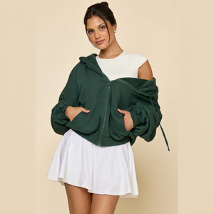 Sweat-shirt à capuche surdimensionné pour femme, fermeture éclair intégrale, veste décontractée streetwear, vêtements OEM ODM - Product Image 1