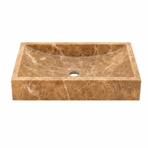 Poulars - Lavabo de Pedestal de Piedra Natural de Lujo para Montar en la Pared, Lavabo de Mármol Oscuro Emperador - Product Image 2