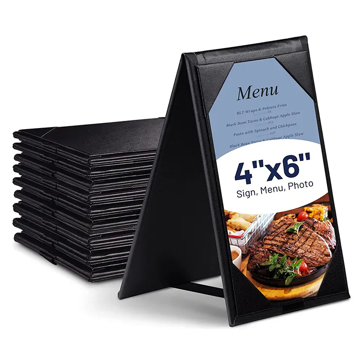 Luxury Foldable Leather Flip Menu Covers Card Holder Folder for Bar Drinks Restaurant