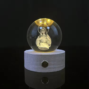 Jésus boule de cristal Led forme ronde USB Charge 3D veilleuses décor pour noël enfants cadeau lampe de Table - Product Image 6