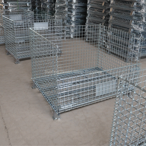 Iron <b>Collapsible</b> Galvanized <b>Storage</b> Cage Stackable Wire Mesh Pallet Container for Warehouse Logistics Auto Parts <b>Storage</b> Cage - Product Image 3