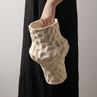 Vase en céramique imprimé en 3D TONFO, noir et blanc texturé, pot de fleurs de table, décoration minimaliste abstraite pour la maison, salon