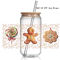 Vente en gros Nouveau design de Noël UV DTF Cup Wraps Autocollants 3D Christmas Uvdtf Cup Wraps Stickers pour 16OZ Cup Wraps