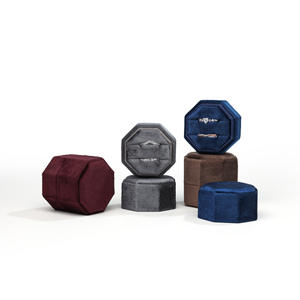 迷你珠宝收纳盒家用天鹅绒结婚指环盒八角收纳盒三环展示G25-437 - Product Image 4