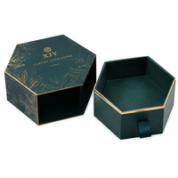 XJY Rectangle imprimé luxe hexagone boîte personnalisée feuille d'or estampage à chaud boîte rigide avec manchon coulissant tiroir ouvert