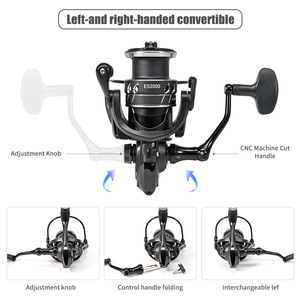 SNEDA 2025 nero 13BB alluminio CNC mulinello da pesca 5.5:1 rapporto per la pesca di acqua salata e esca nei torrenti fiumi laghi - Product Image 4